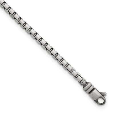 Belk & Co Sterling Silver Antiqued and Satin 3.2mm Box 8-inch Chain Bracelet, White, 8 in
