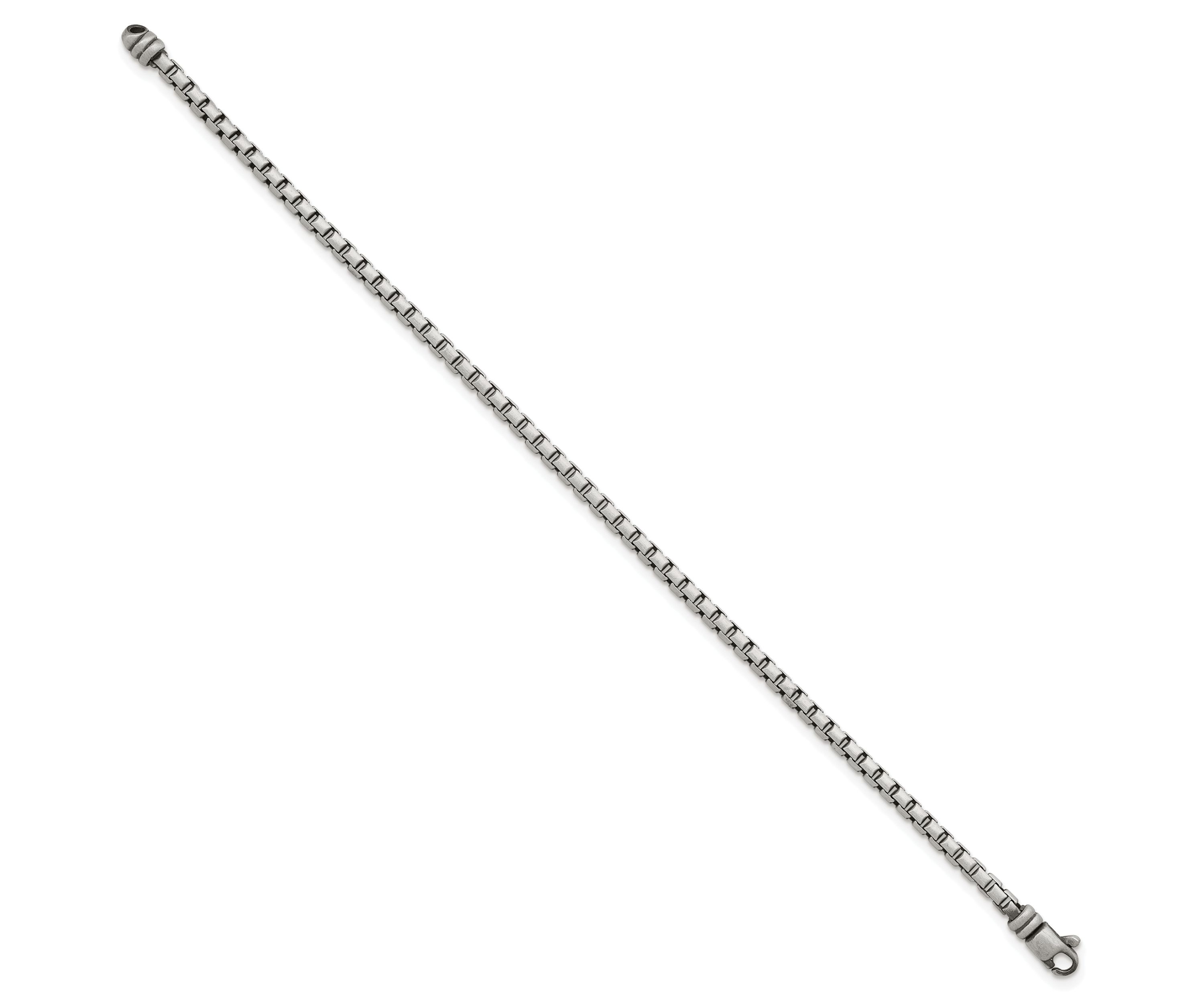 Sterling Silver Antiqued and Satin 3.2mm Box 8-inch Chain Bracelet