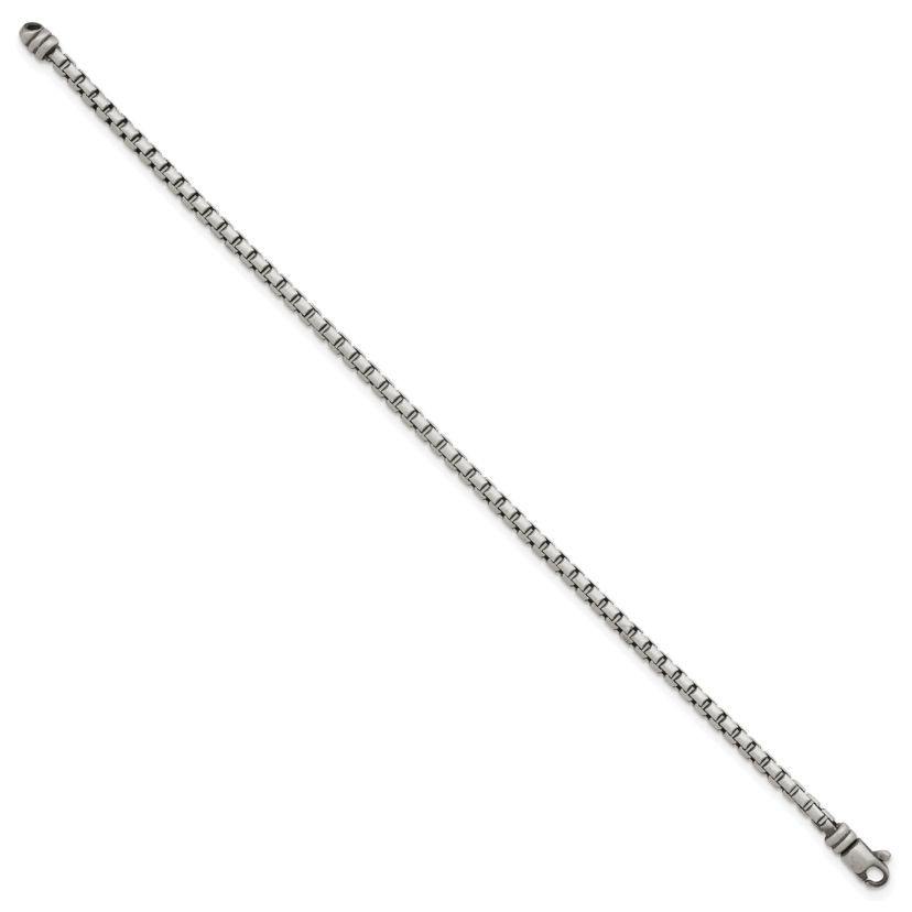 Sterling Silver Antiqued and Satin 3.2mm Box 8-inch Chain Bracelet