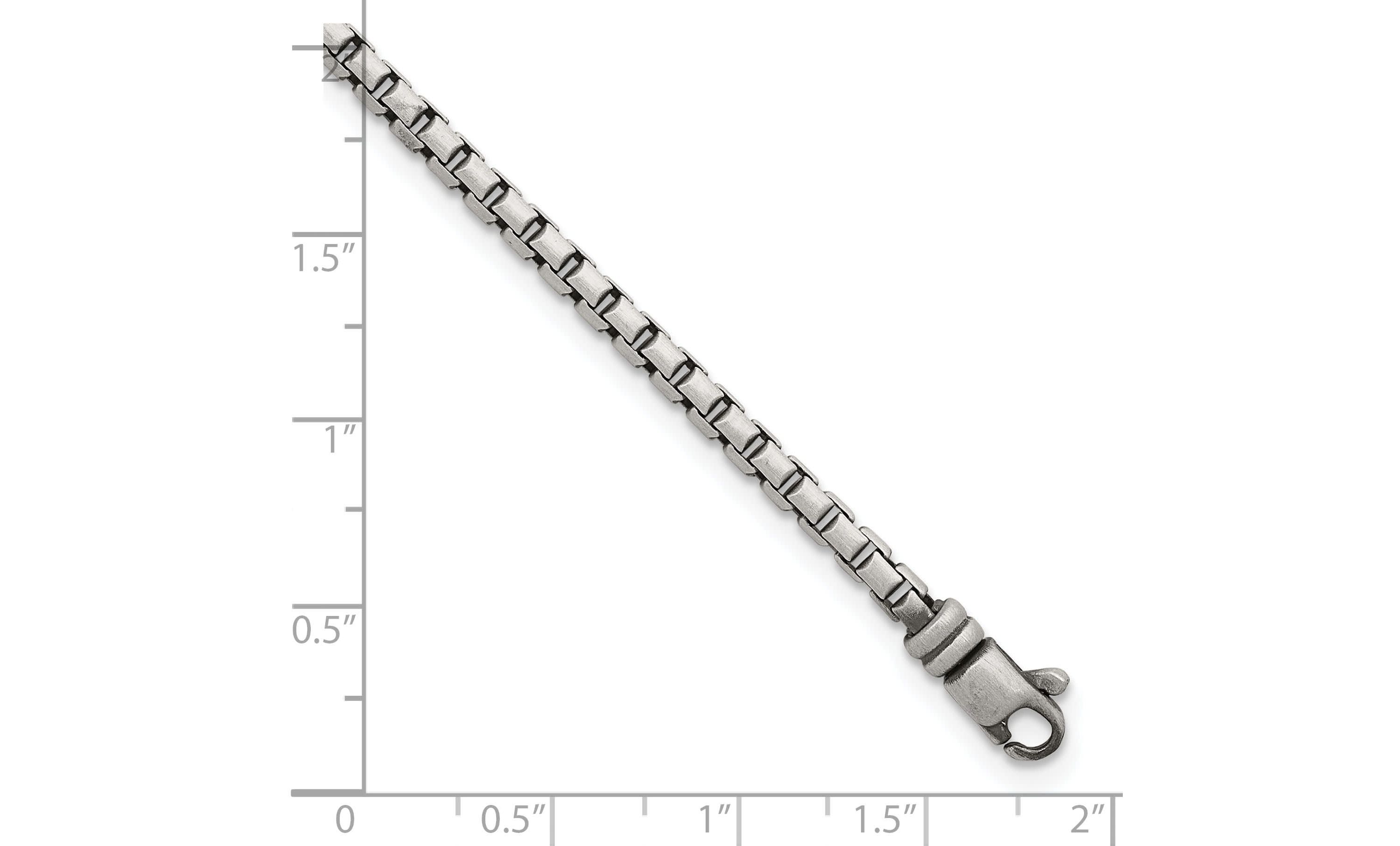 Sterling Silver Antiqued and Satin 3.2mm Box 8-inch Chain Bracelet