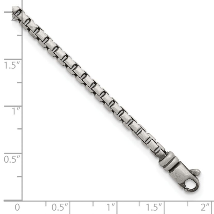 Sterling Silver Antiqued and Satin 3.2mm Box 8-inch Chain Bracelet