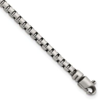 Belk & Co Sterling Silver Antiqued and Satin 4.0mm Box 8-inch Chain Bracelet, White, 8 in