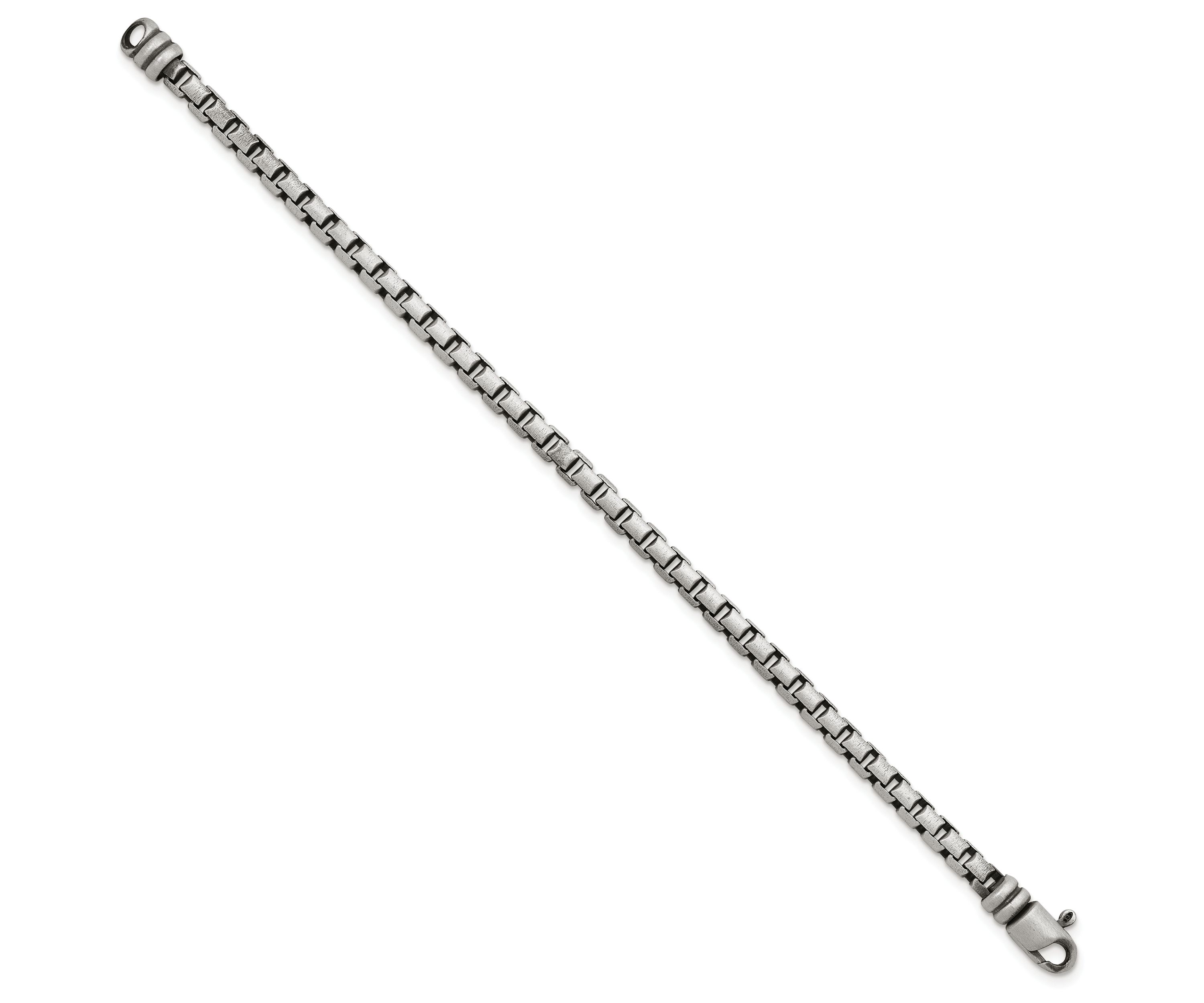 Sterling Silver Antiqued and Satin 5.0mm Box 8-inch Chain Bracelet