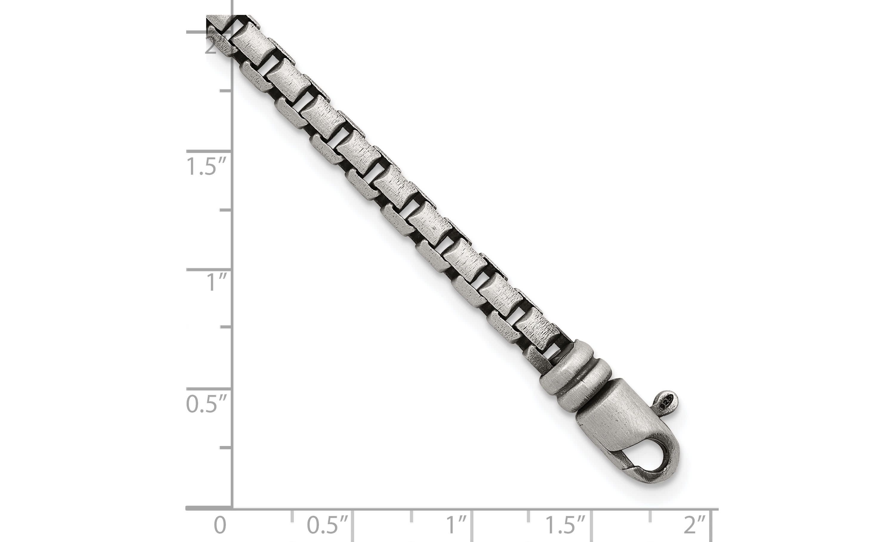 Sterling Silver Antiqued and Satin 5.0mm Box 8-inch Chain Bracelet