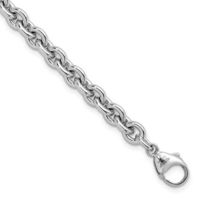 Belk & Co Sterling Silver Rhodium-plated 6.8mm Round Link 8-inch Bracelet, White, 8 in