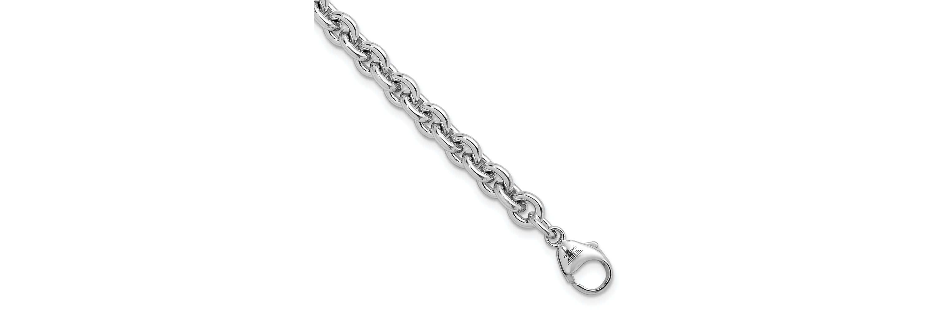 Sterling Silver Rhodium-plated 6.8mm Round Link 8-inch Bracelet