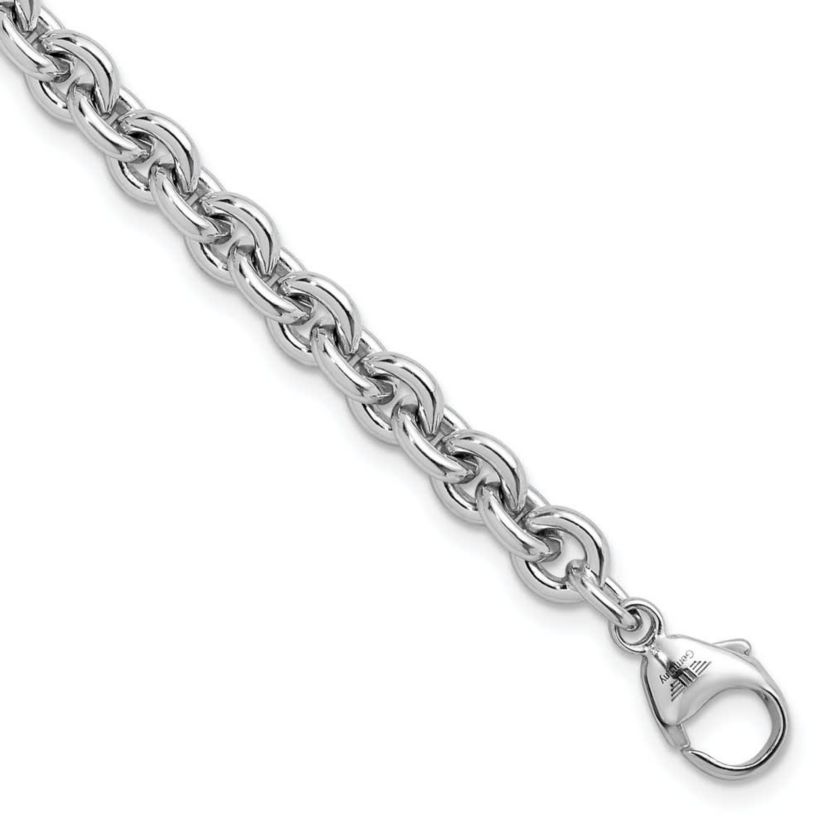 Sterling Silver Rhodium-plated 6.8mm Round Link 8-inch Bracelet