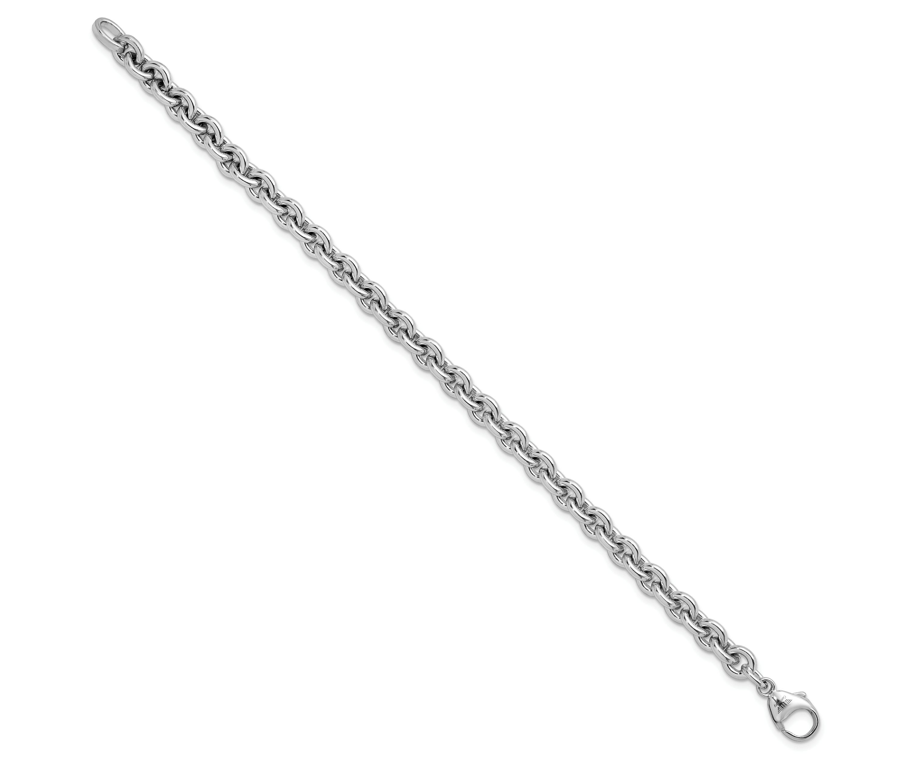 Sterling Silver Rhodium-plated 6.8mm Round Link 8-inch Bracelet