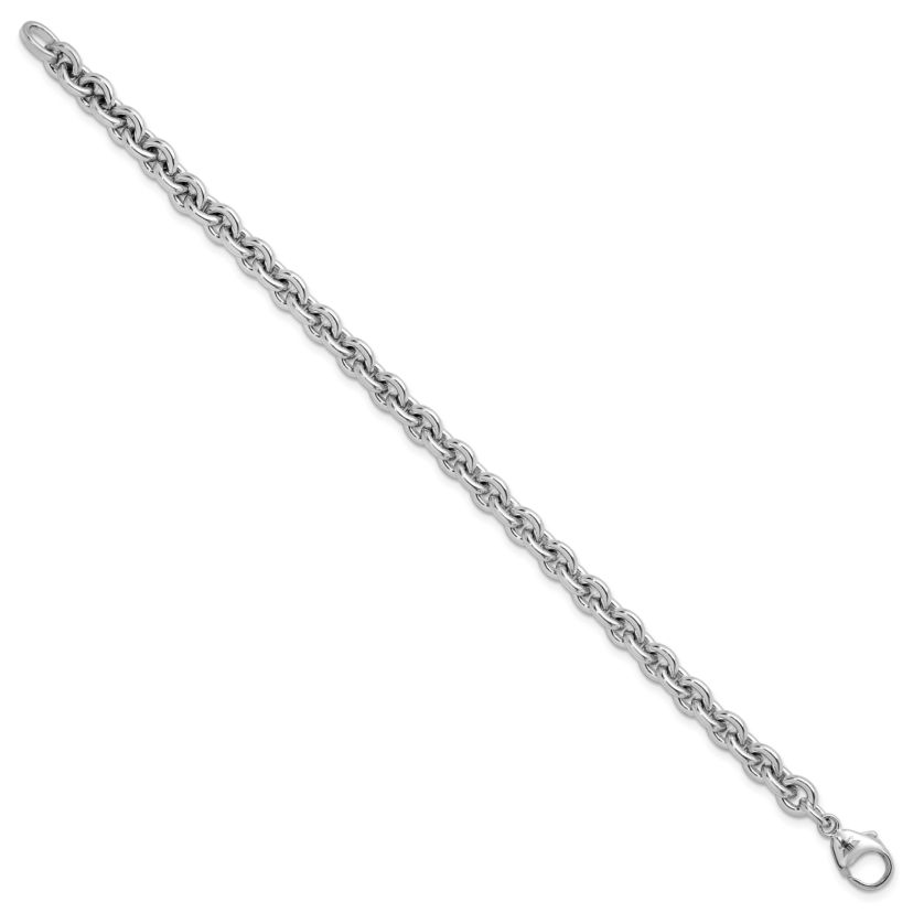 Sterling Silver Rhodium-plated 6.8mm Round Link 8-inch Bracelet