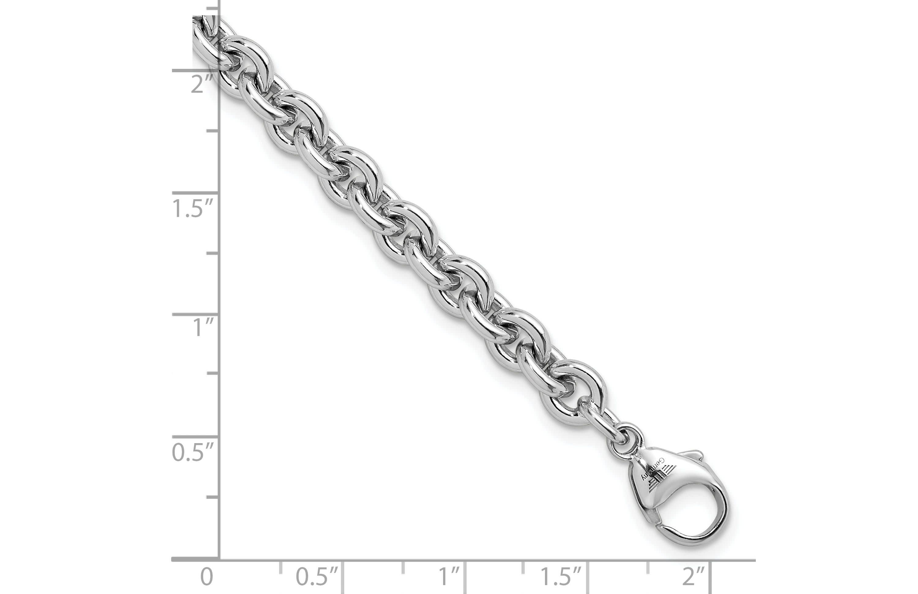Sterling Silver Rhodium-plated 6.8mm Round Link 8-inch Bracelet