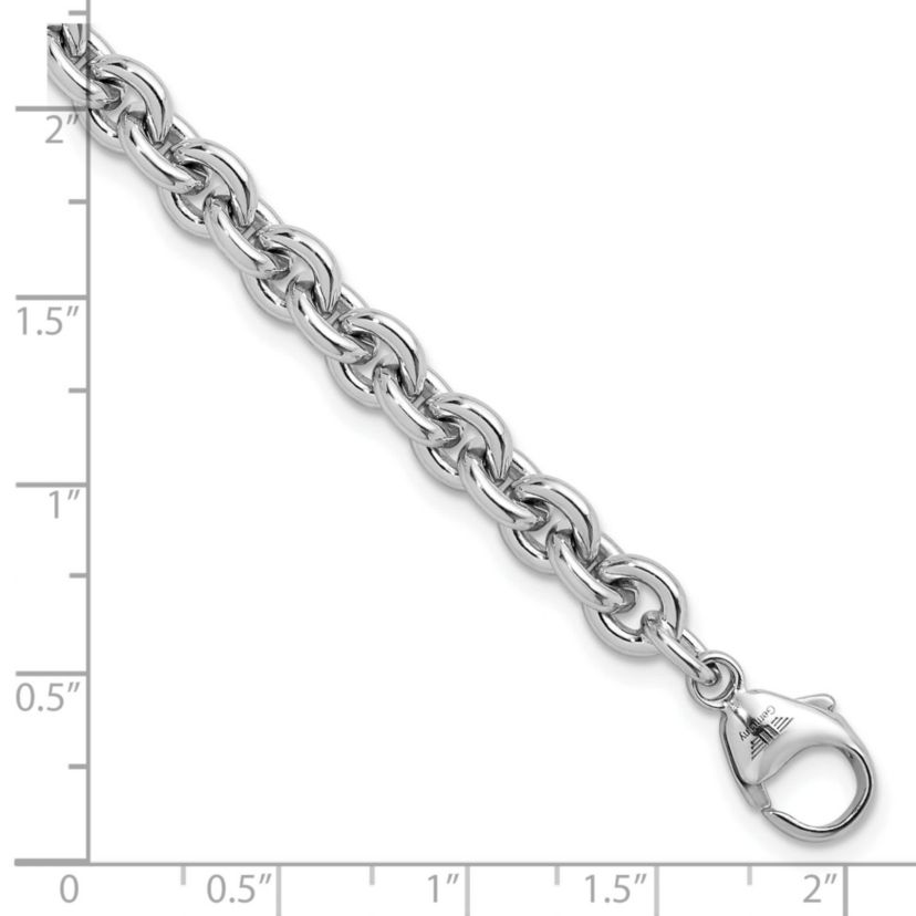 Sterling Silver Rhodium-plated 6.8mm Round Link 8-inch Bracelet