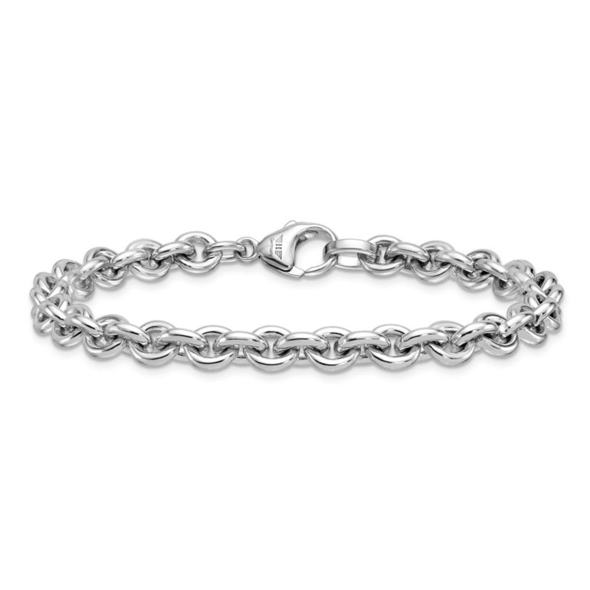 Sterling Silver Rhodium-plated 6.8mm Round Link 8-inch Bracelet