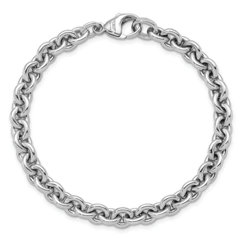 Sterling Silver Rhodium-plated 6.8mm Round Link 8-inch Bracelet