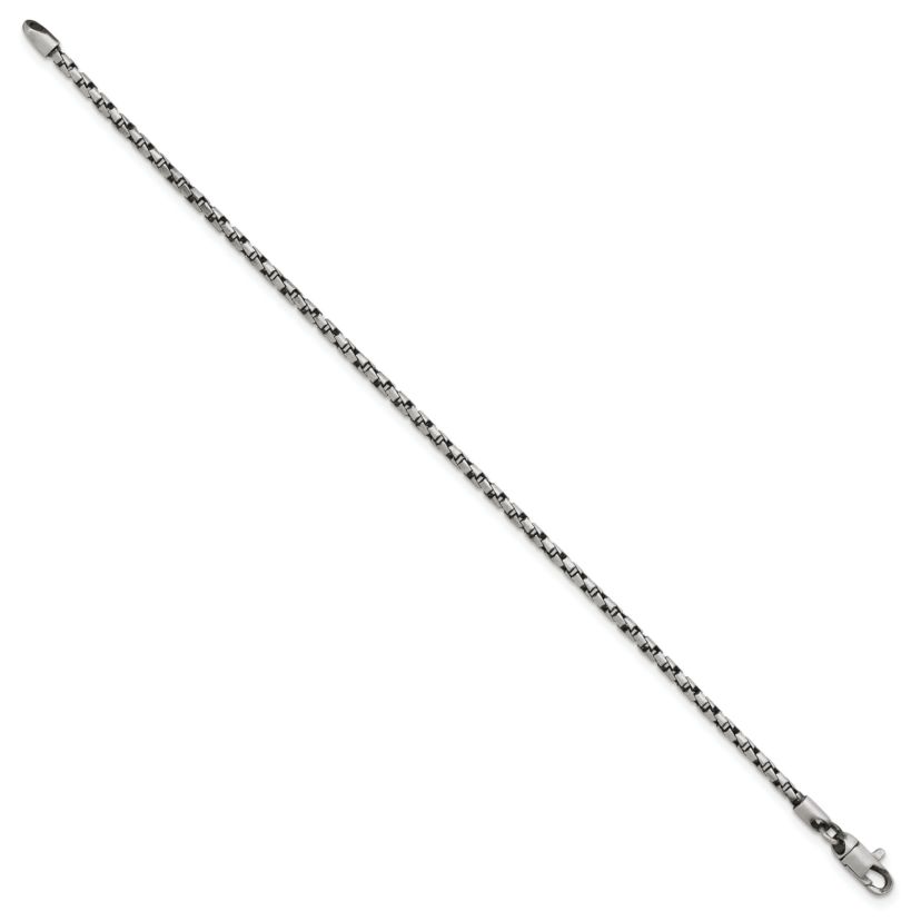 Sterling Silver Antiqued and Satin 2.5mm Twisted Box 8-inch Chain Bracelet