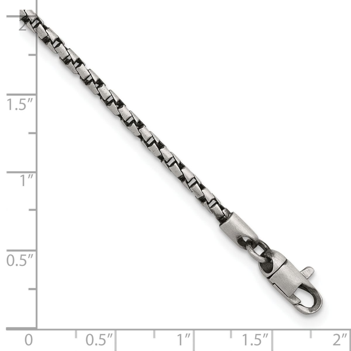 Sterling Silver Antiqued and Satin 2.5mm Twisted Box 8-inch Chain Bracelet