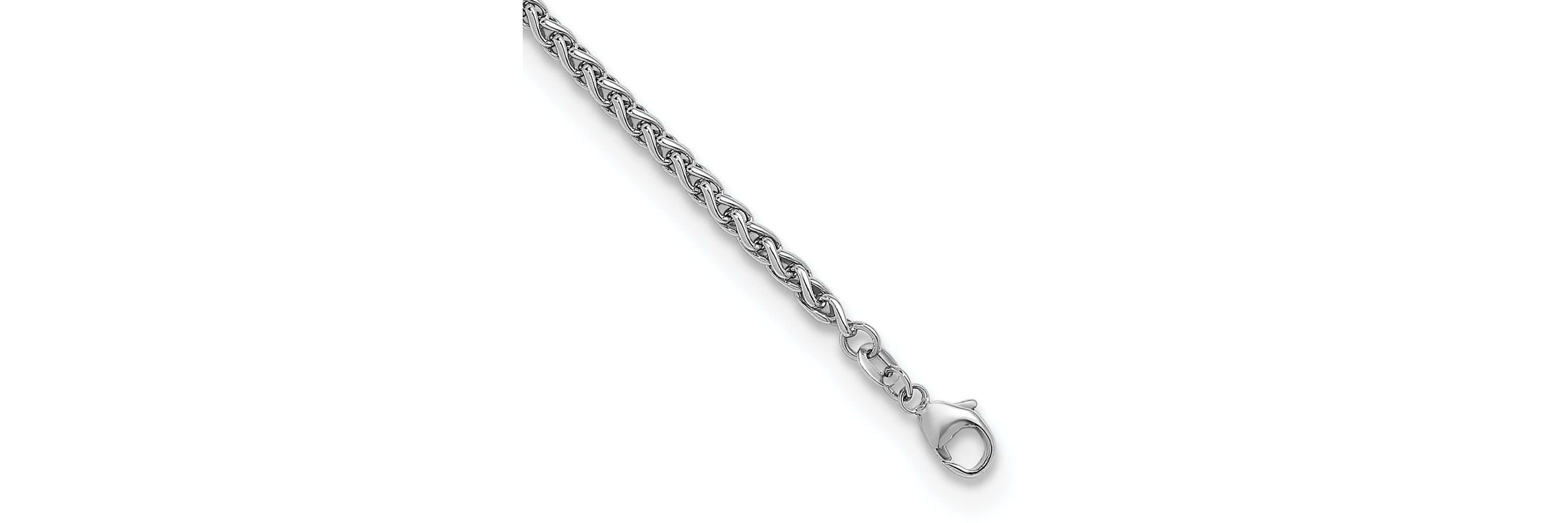 Sterling Silver Rhodium-plated 3.0mm Wheat 7.5-inch Bracelet