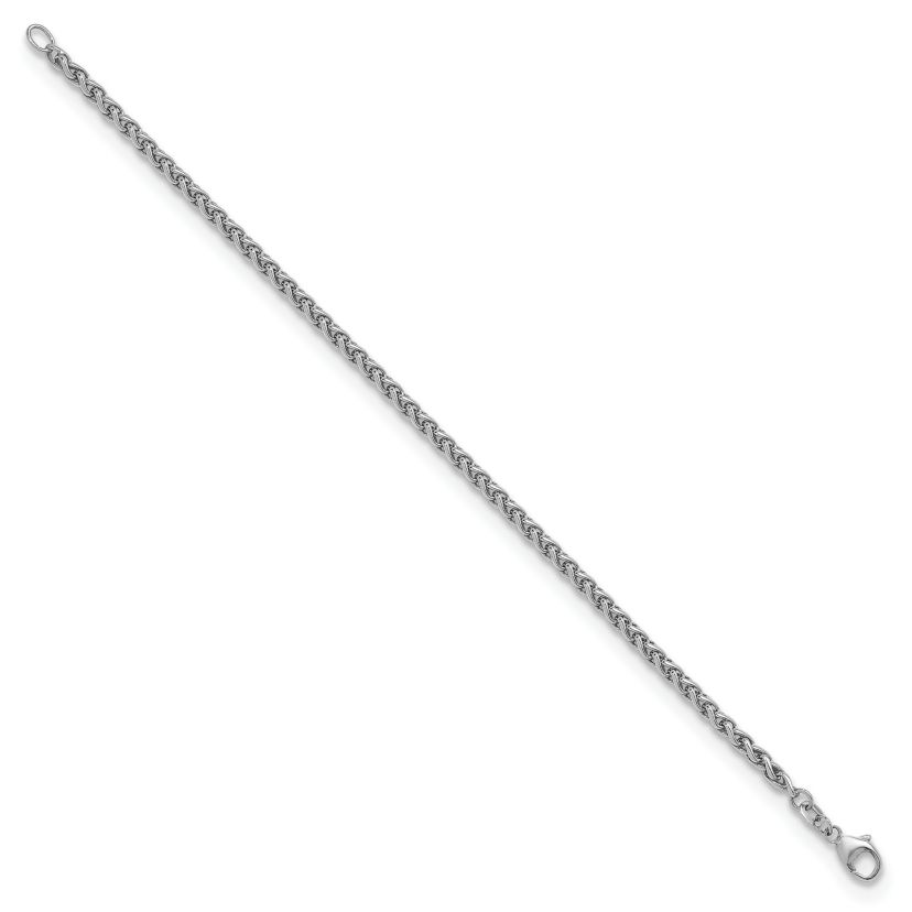 Sterling Silver Rhodium-plated 3.0mm Wheat 7.5-inch Bracelet