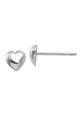 Polished Heart Post Earrings in 14K White Gold