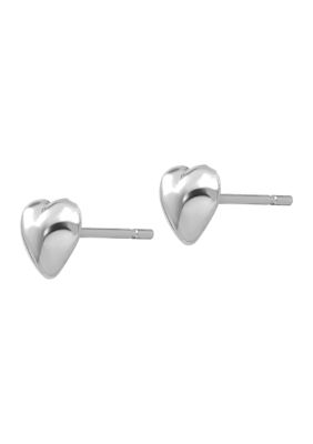 Polished Heart Post Earrings in 14K White Gold