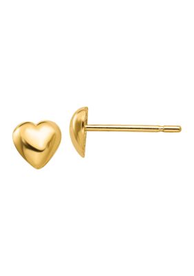 Polished Heart Post Earrings in 14K Yellow Gold 