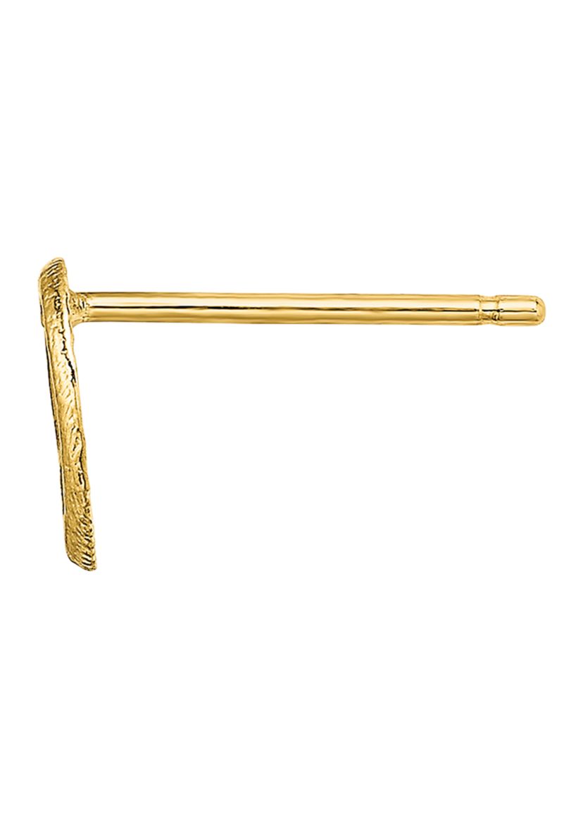 Open Heart with Flower Post Earrings in 14K Yellow Gold 