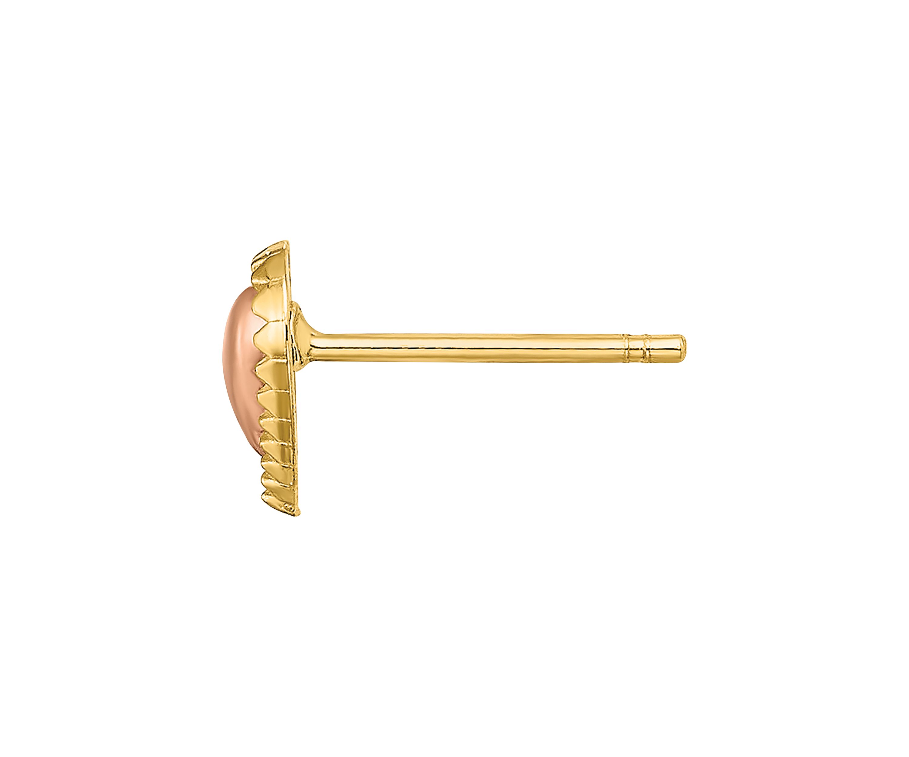 14K Two Tone Beaded Heart Post Earrings