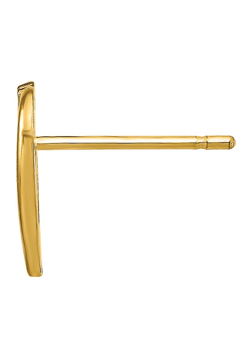 14K Yellow Gold with Rhodium Diamond Cut Heart Post Earrings