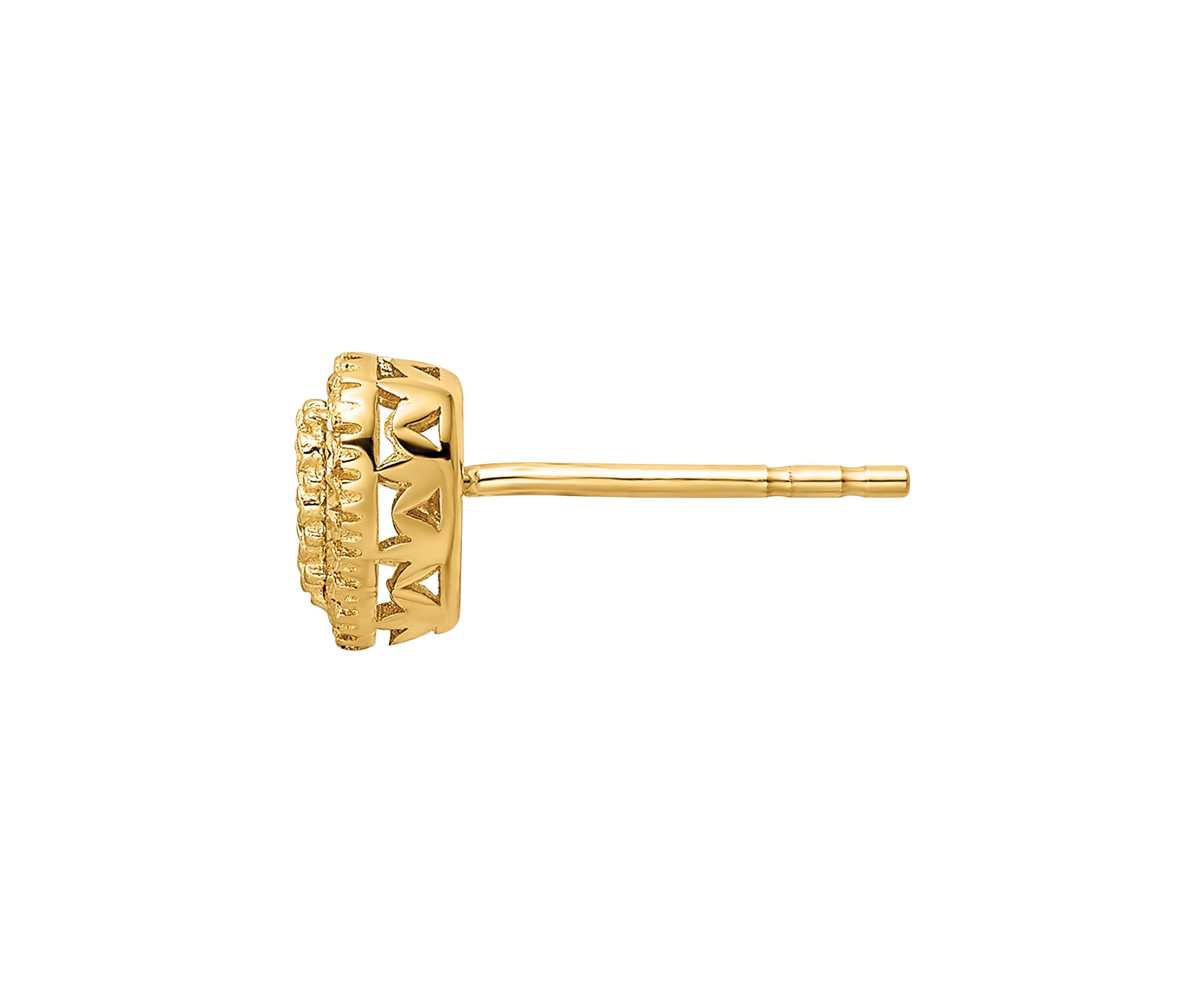 14K Yellow Gold Polished Diamond Cut Heart Post Earrings