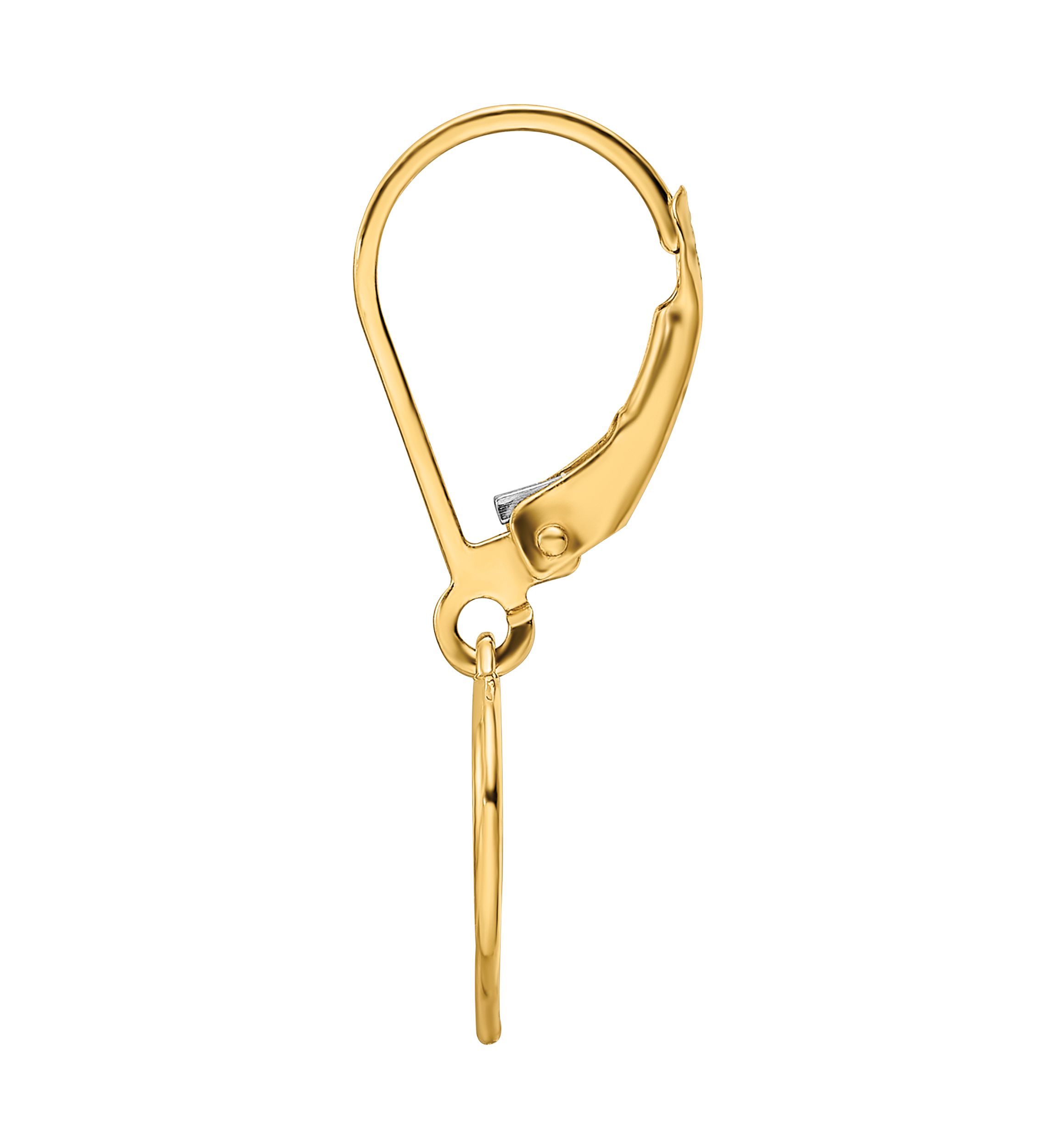 14K Yellow Gold with Rhodium Heart in Heart Lever Back Dangle Earrings