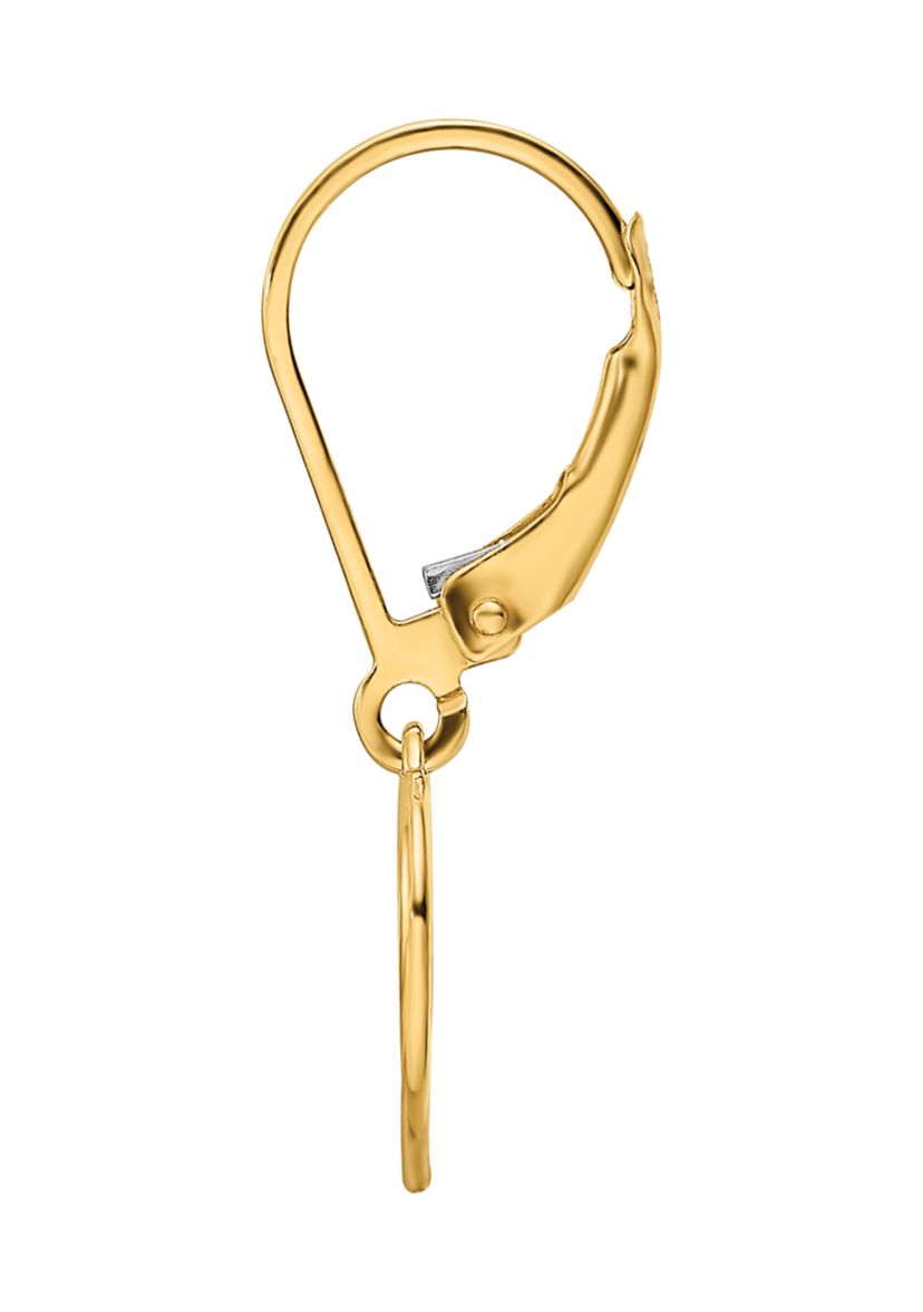 14K Yellow Gold with Rhodium Heart in Heart Lever Back Dangle Earrings