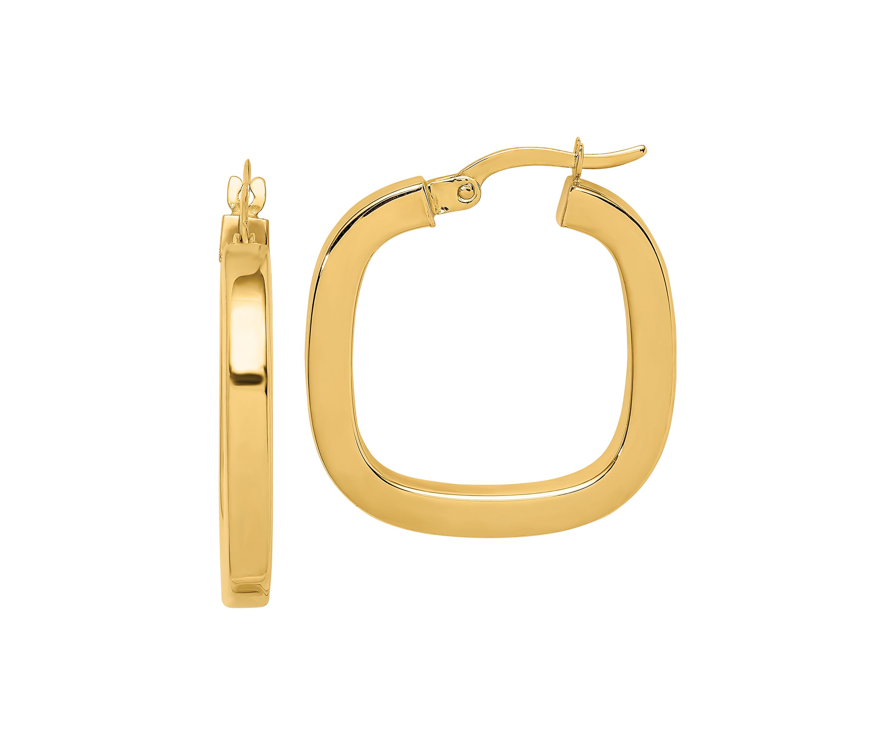 14K Yellow Gold Square Tube Hollow Hoop Earrings