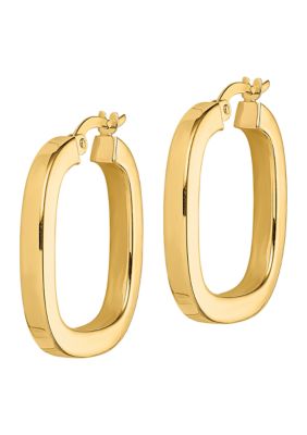 14K Yellow Gold Square Tube Hollow Hoop Earrings