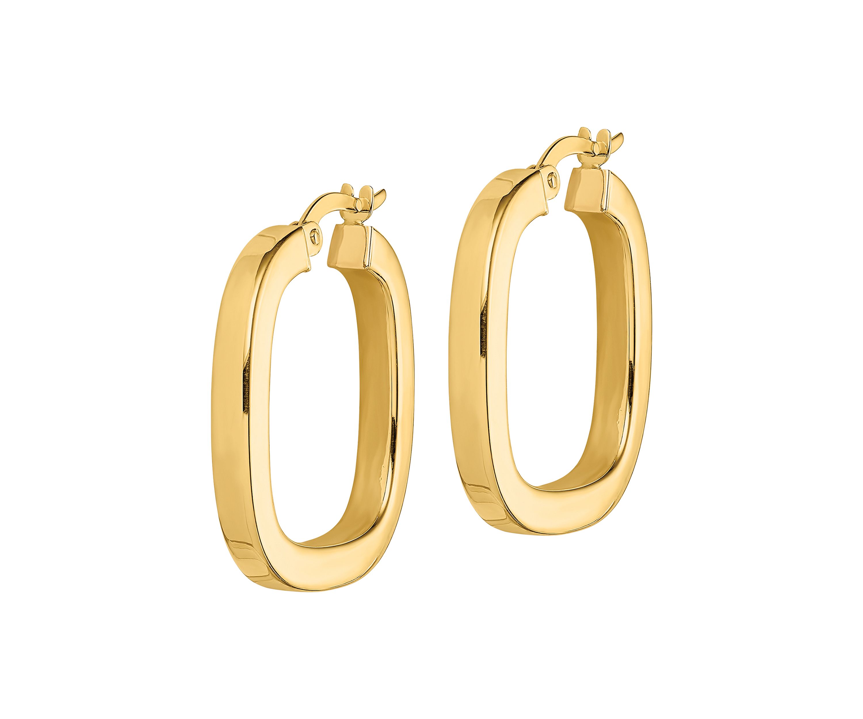 14K Yellow Gold Square Tube Hollow Hoop Earrings