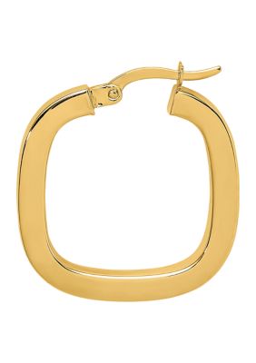 14K Yellow Gold Square Tube Hollow Hoop Earrings