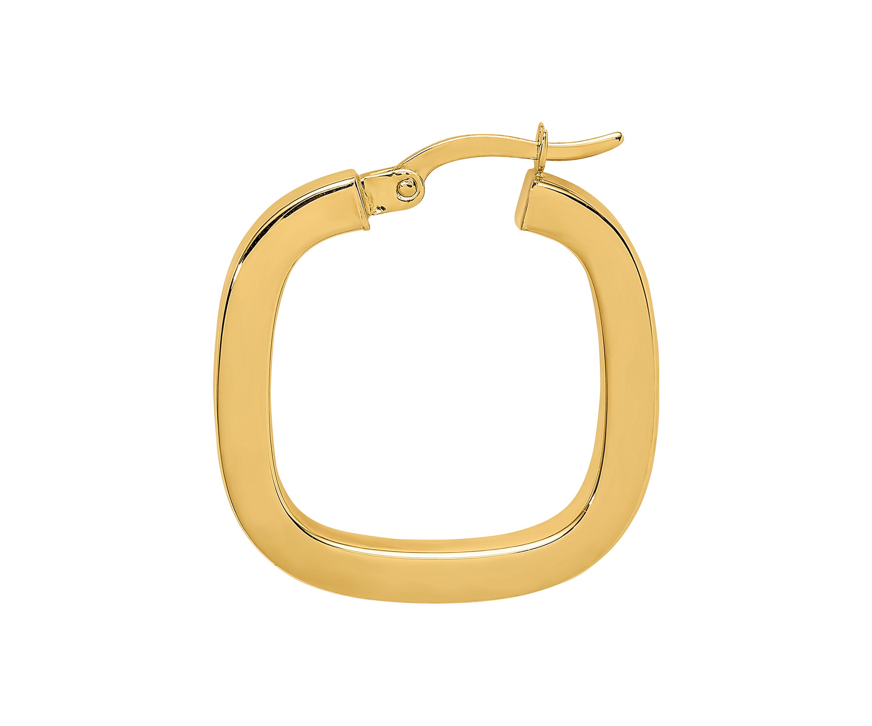 14K Yellow Gold Square Tube Hollow Hoop Earrings