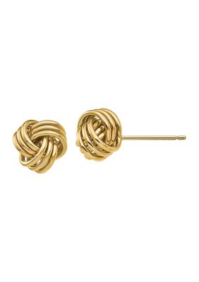 14K Yellow Gold Polished Triple Knot Post Earrings