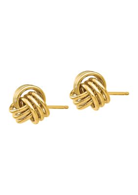 14K Yellow Gold Polished Triple Knot Post Earrings