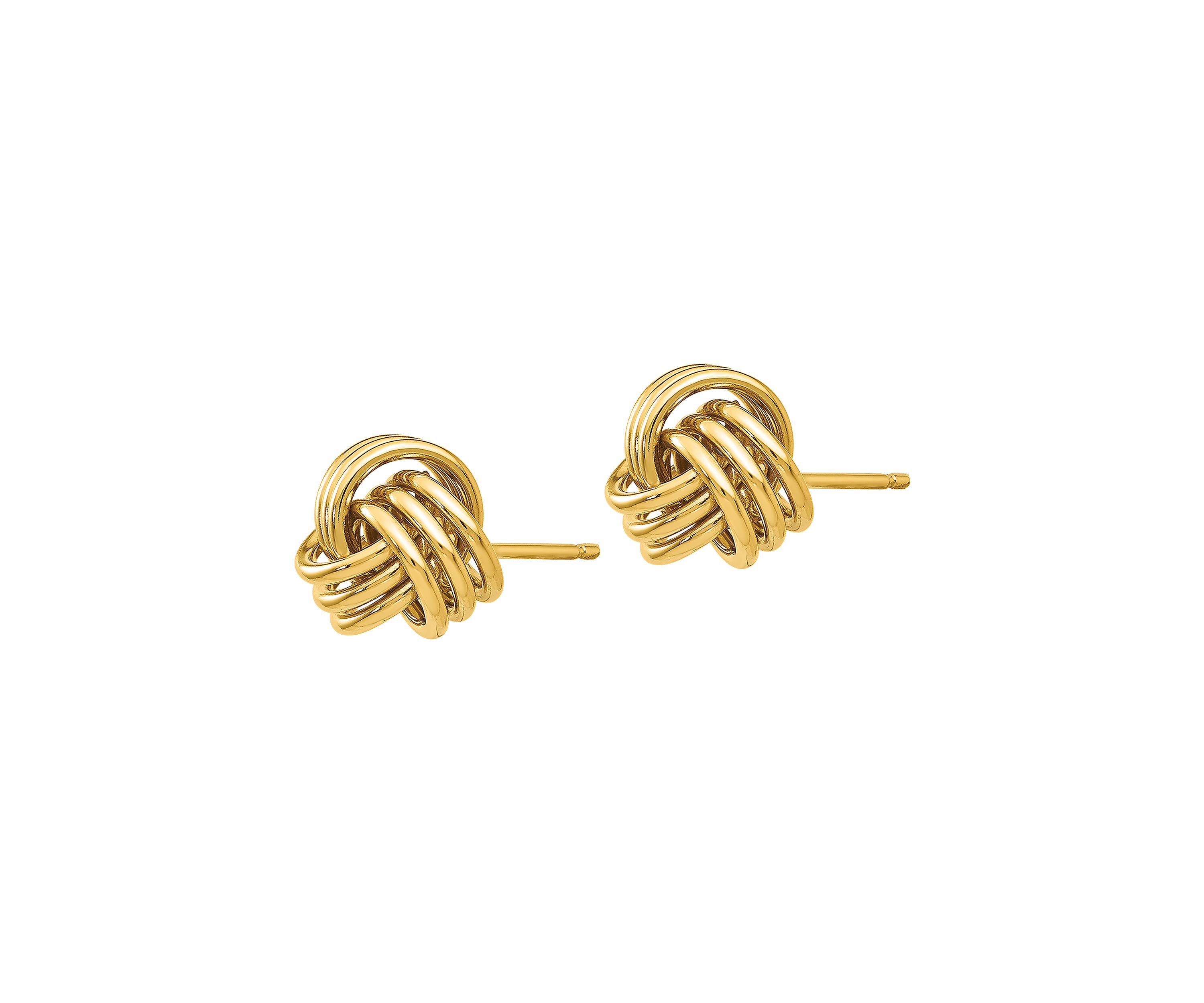 14K Yellow Gold Polished Triple Knot Post Earrings