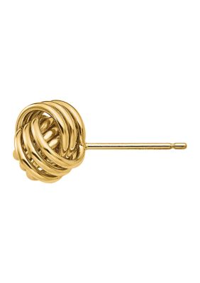 14K Yellow Gold Polished Triple Knot Post Earrings