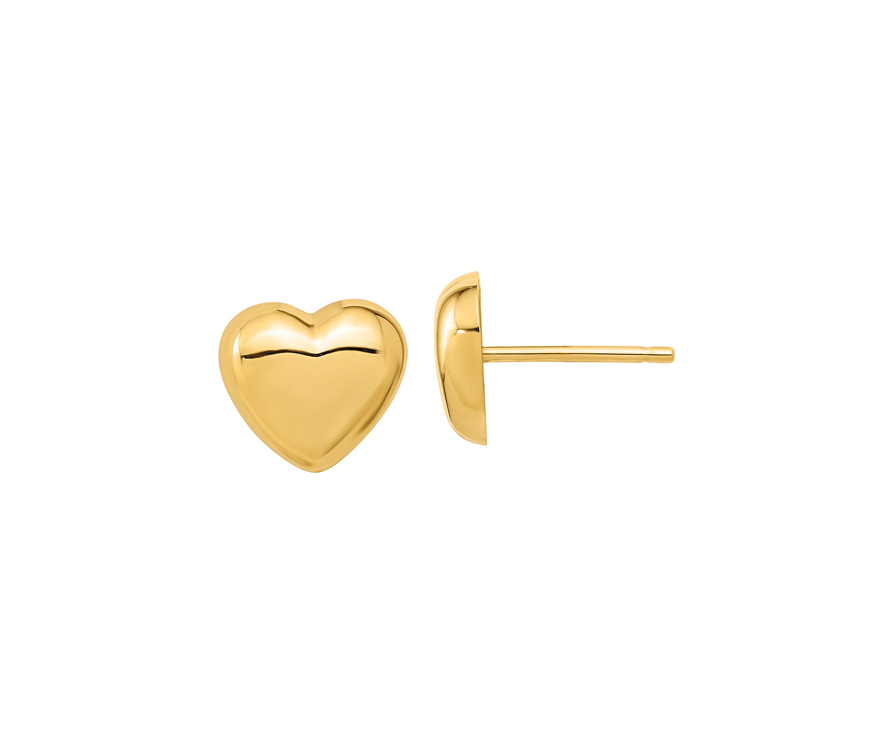 14K Yellow Gold Polished Heart Post Earrings