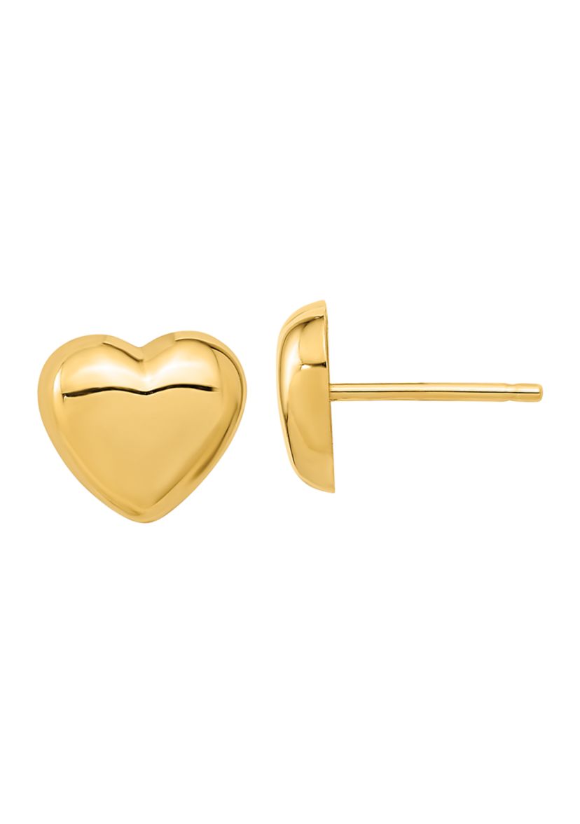 14K Yellow Gold Polished Heart Post Earrings