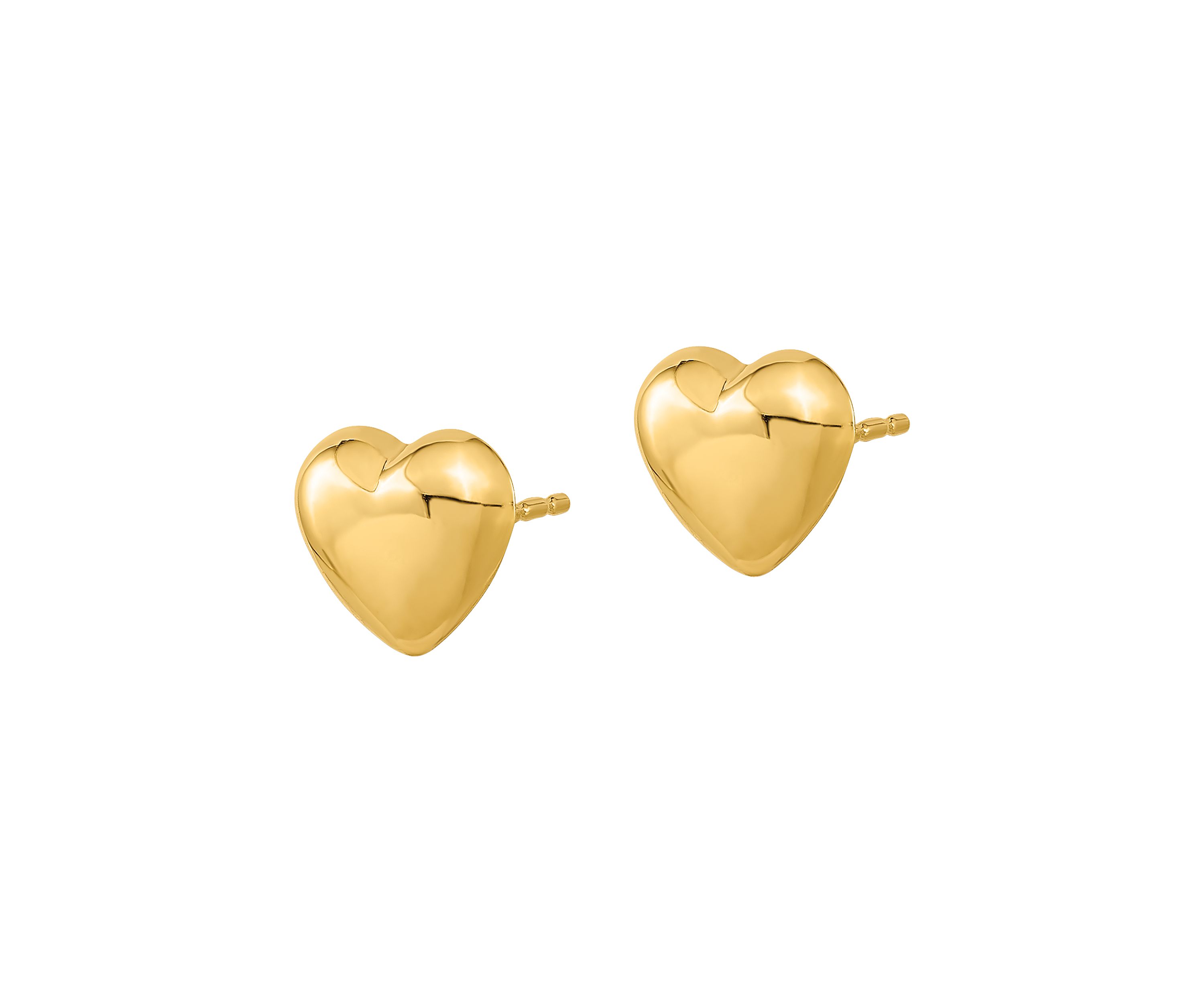 14K Yellow Gold Polished Heart Post Earrings