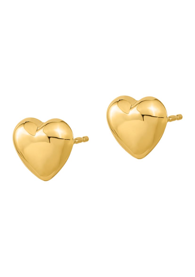 14K Yellow Gold Polished Heart Post Earrings