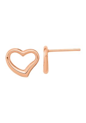 14K Rose Gold Polished Heart Post Earrings