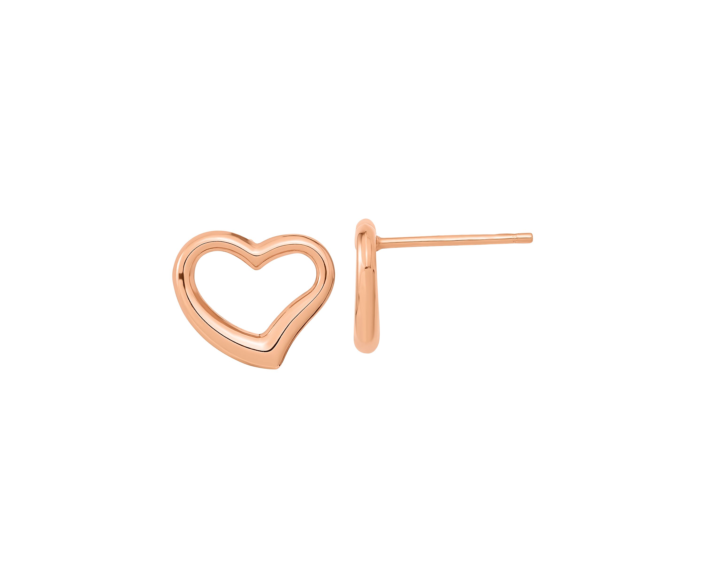 14K Rose Gold Polished Heart Post Earrings