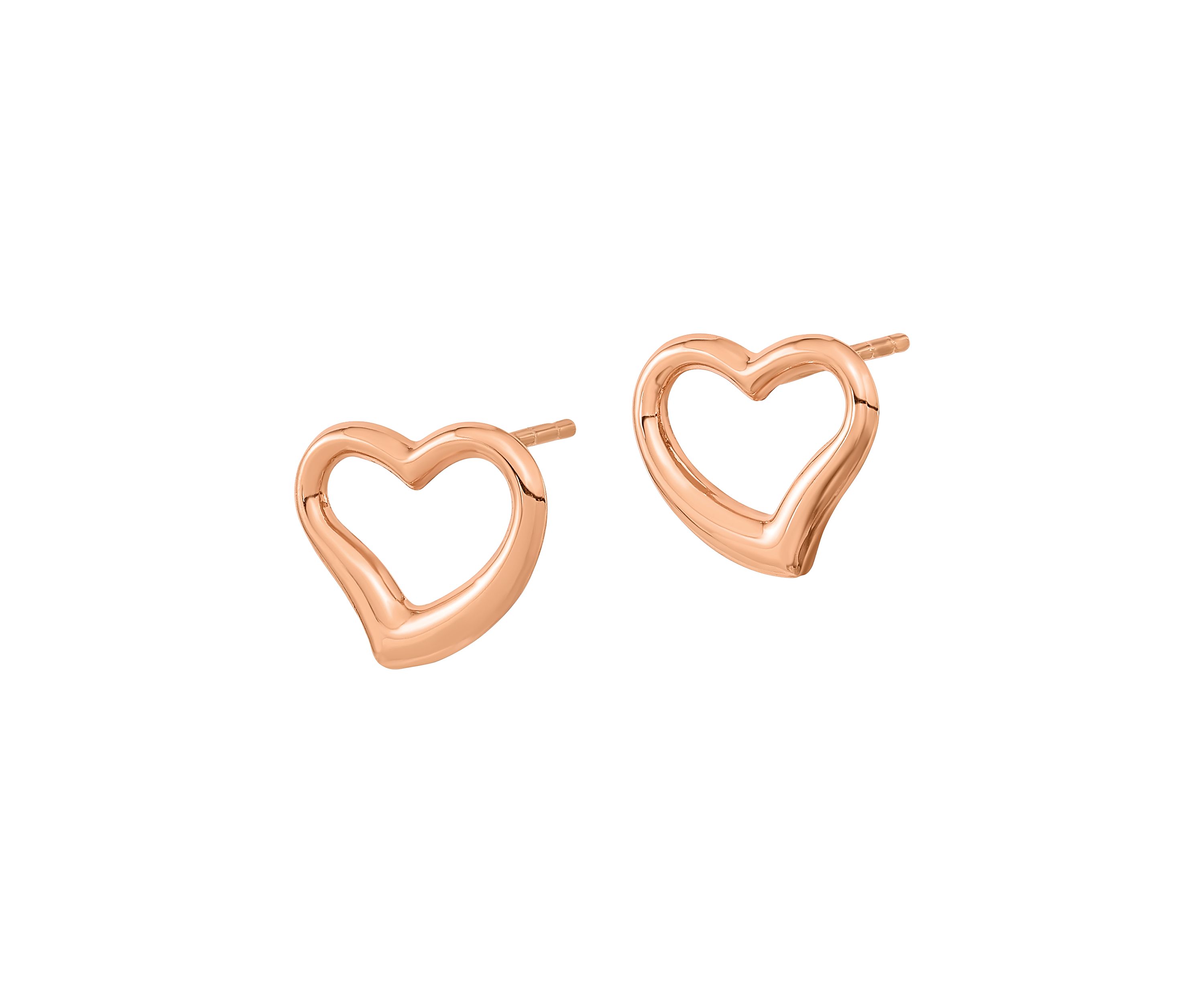 14K Rose Gold Polished Heart Post Earrings