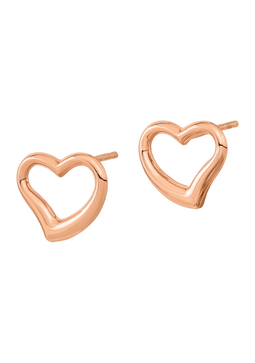 14K Rose Gold Polished Heart Post Earrings