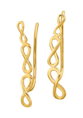 14K Yellow Gold Polished Infinity Ear Climber Earrings