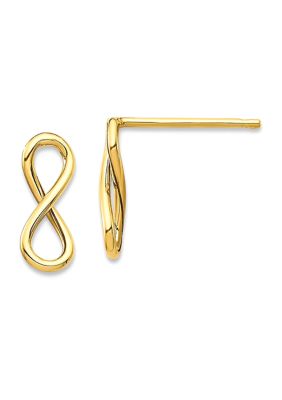 14K Yellow Gold Polished Infinity Post Earrings