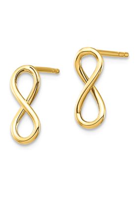 14K Yellow Gold Polished Infinity Post Earrings